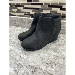 Merrell Tremblant Wedge Waterproof Booties Womens 9.5 Black Leather Side Zip